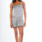 Silk cami shorts set in houndstooth